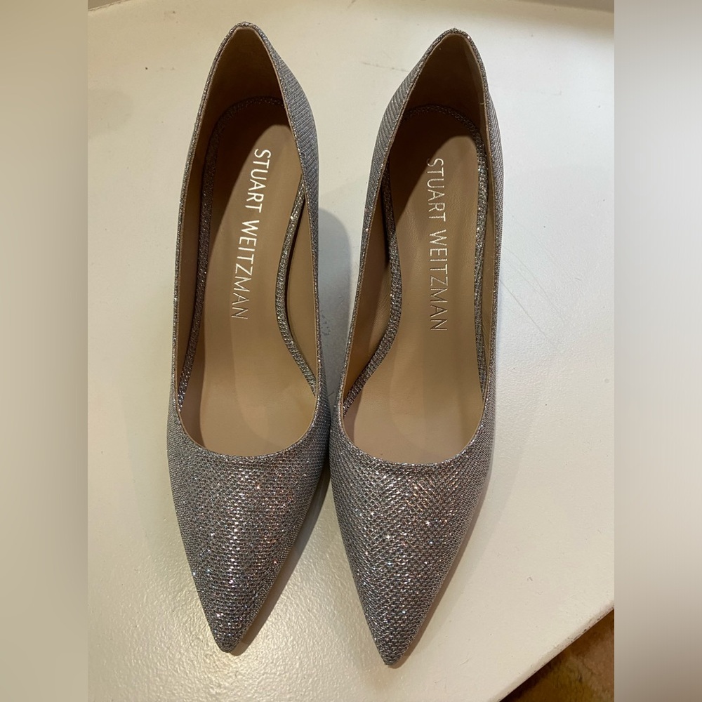 Stuart Weitzman silver sparkle heels. Size 39.5. Brand new. 2.5 inch heel